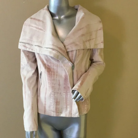 Blank NYC Cream tie-dye faux suede drape front jacket - Picture 8 of 16